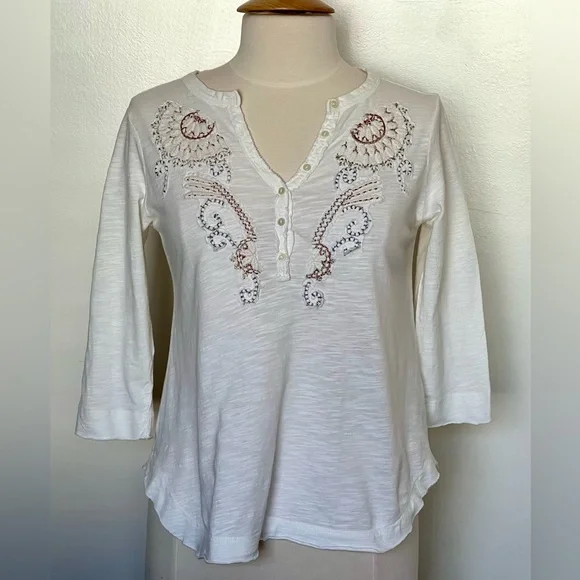 Anthro embroidered knit top - Picture 1 of 10